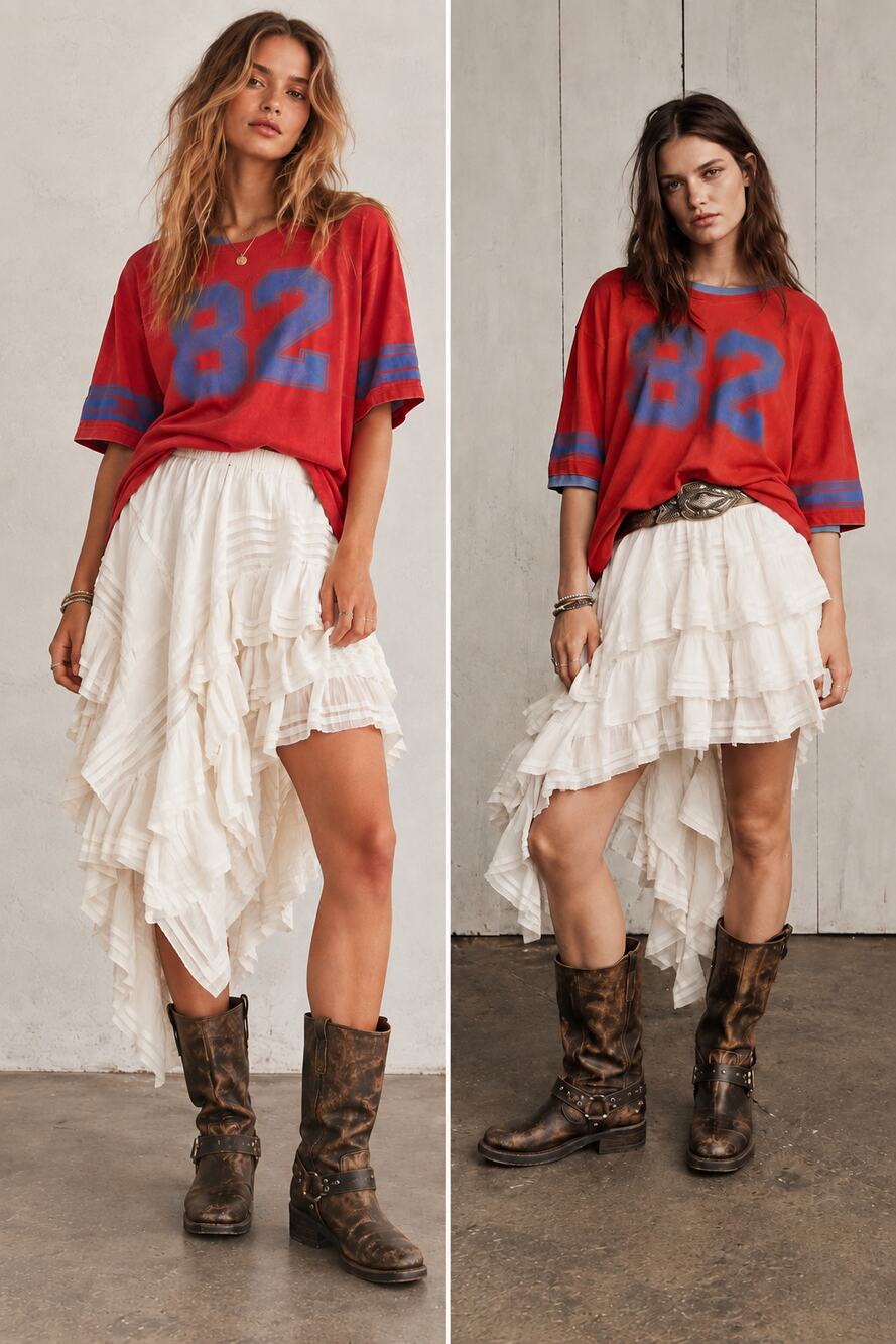 Free People Shipwreck Ruffle Midi Skirt, ivory/cream, size M, retails $148